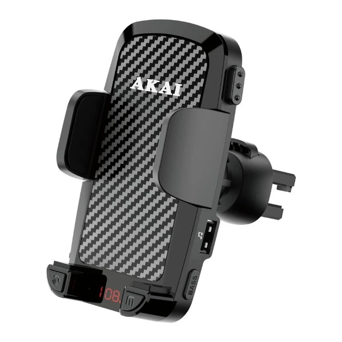 Βάση Αυτοκινήτου Akai FMT-C14BT και FM Transmitter με φορτιστή, Bluetooth, 2 USB, Type-C, ΤF, U-Disk, Aux-Out και Handsfree, 12V-24V