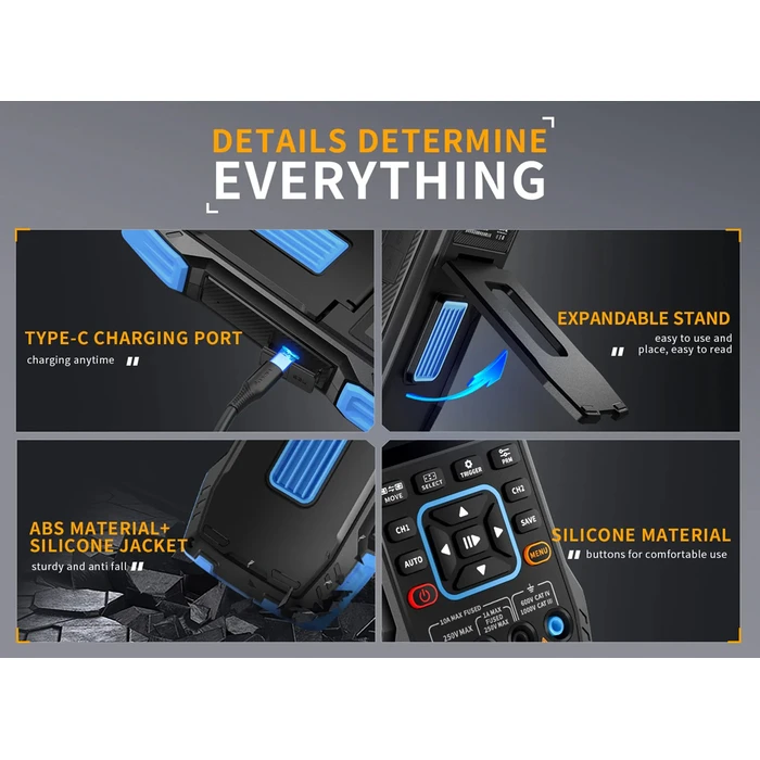 Παλμογράφος Fnirsi 3 σε 1 Πολύμετρο/Signal Generator 2C53T, Επαναφορτιζόμενος