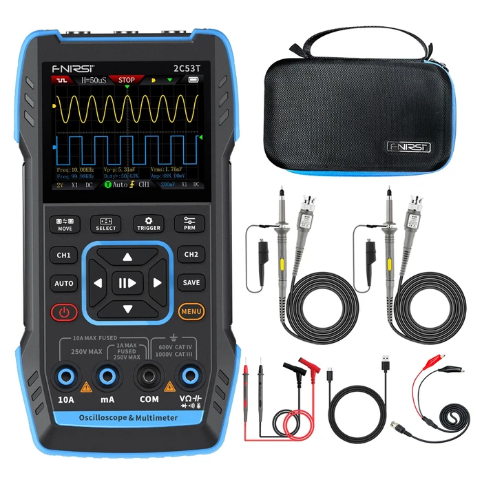 Παλμογράφος Fnirsi 3 σε 1 Πολύμετρο/Signal Generator 2C53T, Επαναφορτιζόμενος