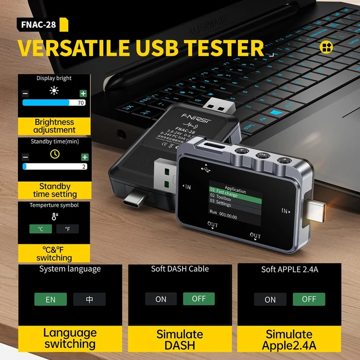 Usb Tester Fnirsi Φόρτισης Fnac-28, USB & USB-C