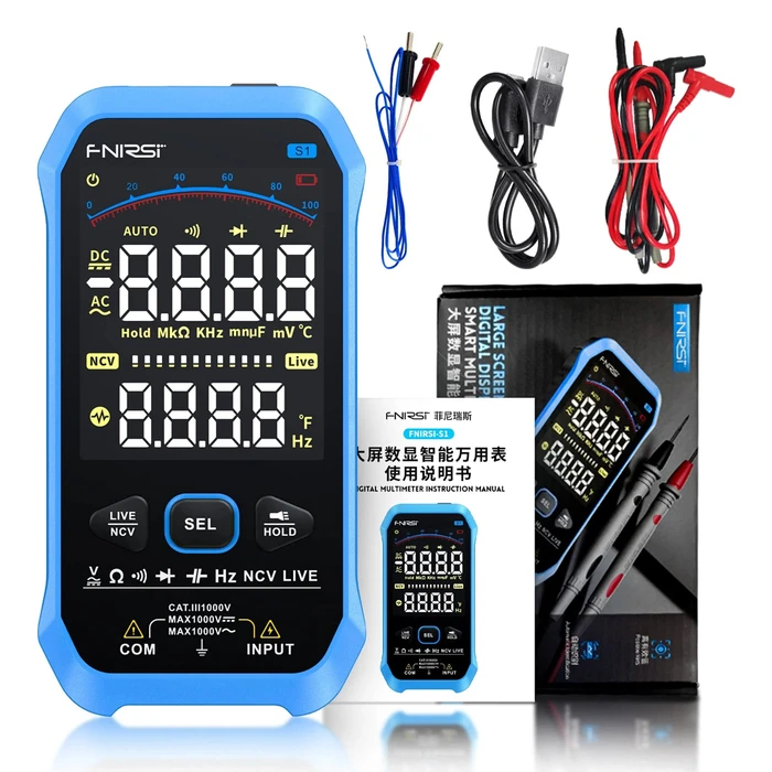 Ψηφιακό Πολύμετρο Fnirsi S1, 1000V AC/DC, NCV, RMS, επαναφορτιζόμενο