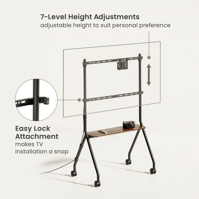 BRATECK βάση τηλεόρασης δαπέδου FS66-46F-01, 37-86", έως 80kg, με ράφι & ροδάκια