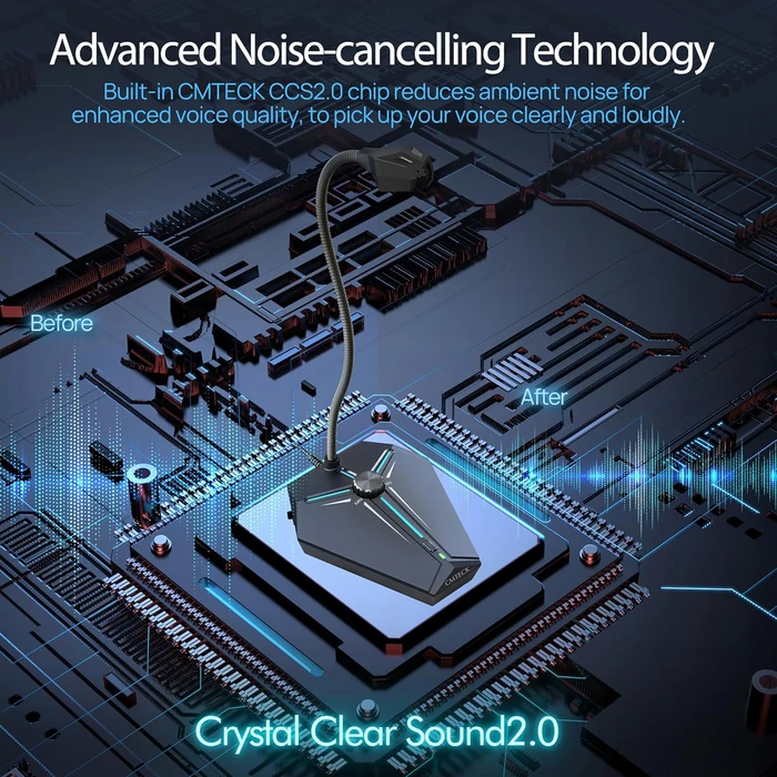 Μικρόφωνο Cmteck Επιτραπέζιο G006Plus με Βραχίονα, Omnidirectional, Usb, Μαύρο