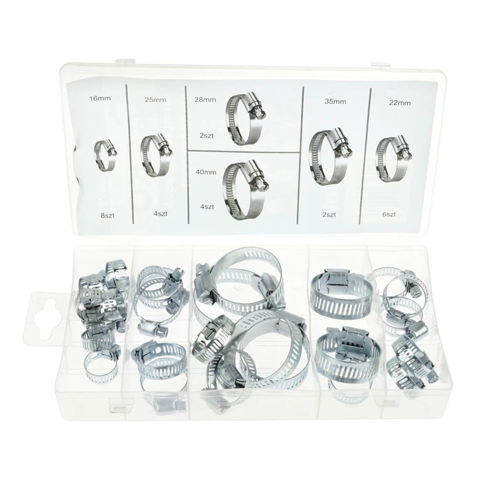 Geko Σετ Μεταλλικοί Σφιγκτήρες Λάστιχων G02812, Διάφορα Μεγέθη, 26τμχ