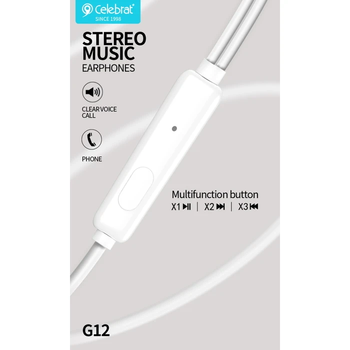 Handsfree Ακουστικά Celebrat G12, 3.5Mm Σύνδεση, Φ14.2Mm, 1.2M, Μαύρο