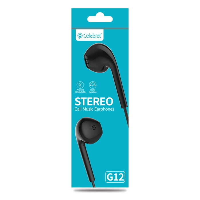Handsfree Ακουστικά Celebrat G12, 3.5Mm Σύνδεση, Φ14.2Mm, 1.2M, Μαύρο