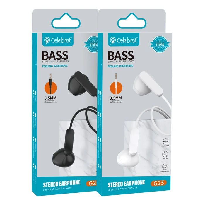 Handsfree Ακουστικά Celebrat με Μικρόφωνο G23, 3.5mm, 1.2m, μαύρα