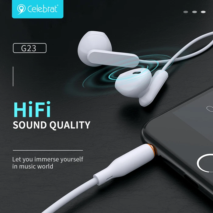 Handsfree Ακουστικά Celebrat με Μικρόφωνο G23, 3.5mm, 1.2m, λευκά