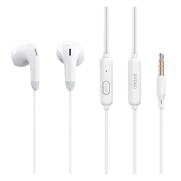 Handsfree Ακουστικά Celebrat με μικρόφωνο G27, 3.5mm, 1.2m, λευκά
