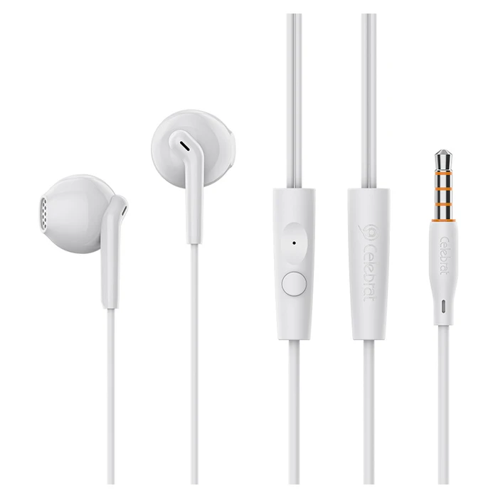 Handsfree Ακουστικά Celebrat G34, 3.5mm σύνδεση, 14mm, 1.2m, Λευκά