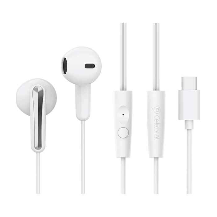 Handsfree Ακουστικά Celebrat G37, USB-C σύνδεση, 14.2mm, 1.2m, Λευκά