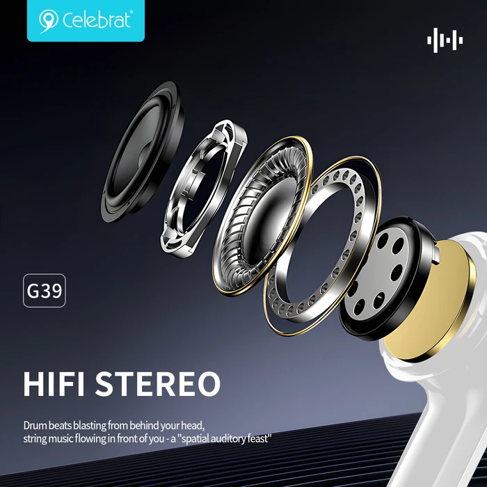 Celebrat G39 Earbuds Handsfree Ακουστικά με Βύσμα USB-C Μαύρο