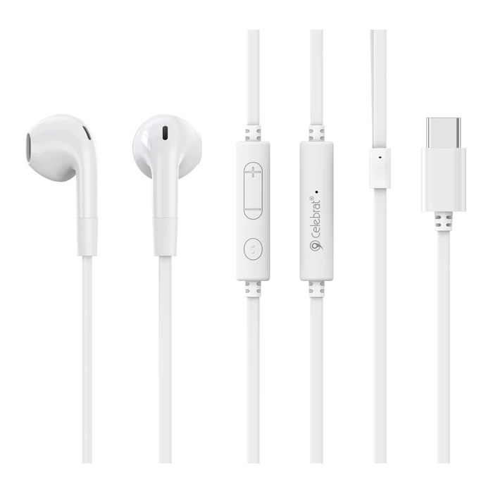 Celebrat G39 Earbuds Handsfree Ακουστικά με Βύσμα USB-C Λευκό