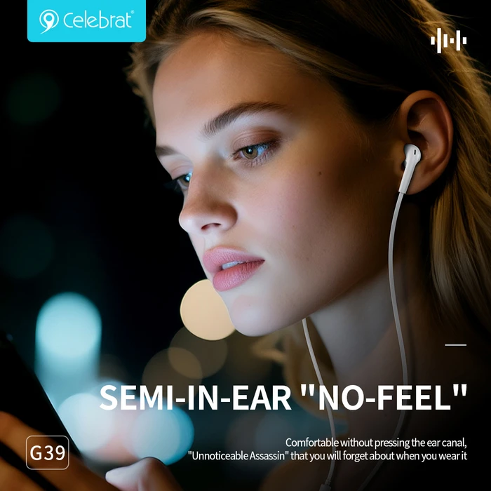 Celebrat G39 Earbuds Handsfree Ακουστικά με Βύσμα USB-C Λευκό