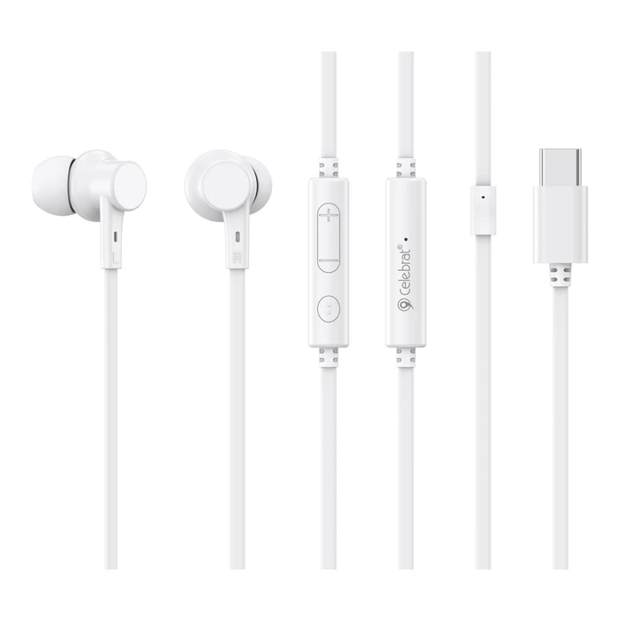 Celebrat G40 In-ear Handsfree Ακουστικά με Βύσμα USB-C Λευκό