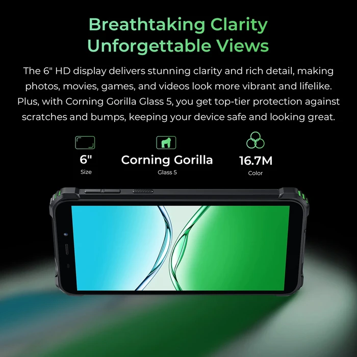 Smartphone Oukitel G5, 6", 4/128GB, 6300mAh, IP68/IP69K, Μαύρο