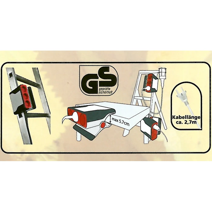 Πολύπριζο Heitech 3-GANG CLIP, STRAP for STAIRS