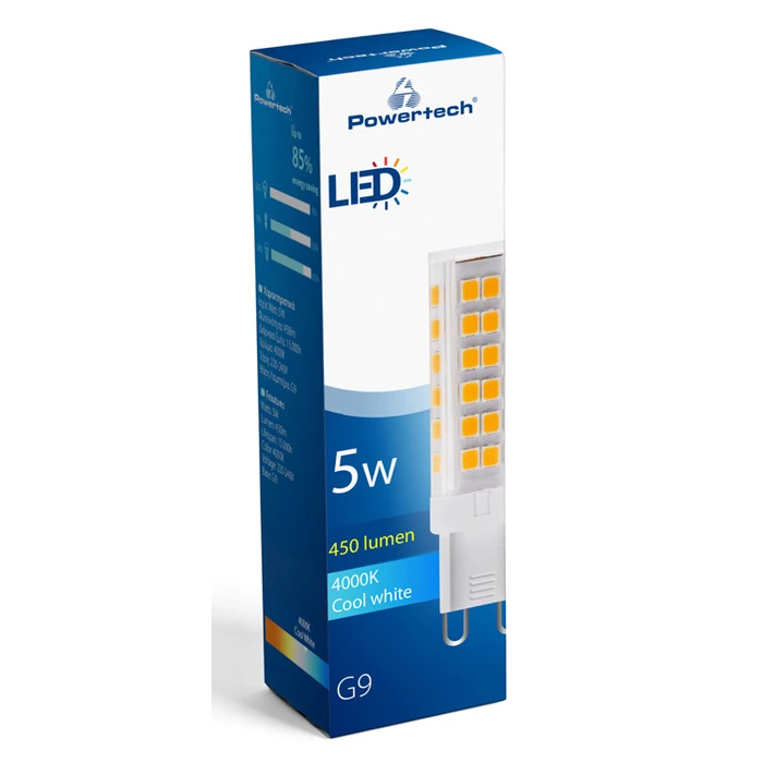 Λάμπα Powertech LED G9-0001 5W 4000K G9 450lm RC