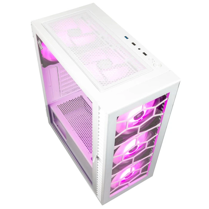 Κουτί Η/Υ Kolink Observatory HF Glass ARGB Midi White (with 6 ARGB fans 3x140mm & 3x120mm )