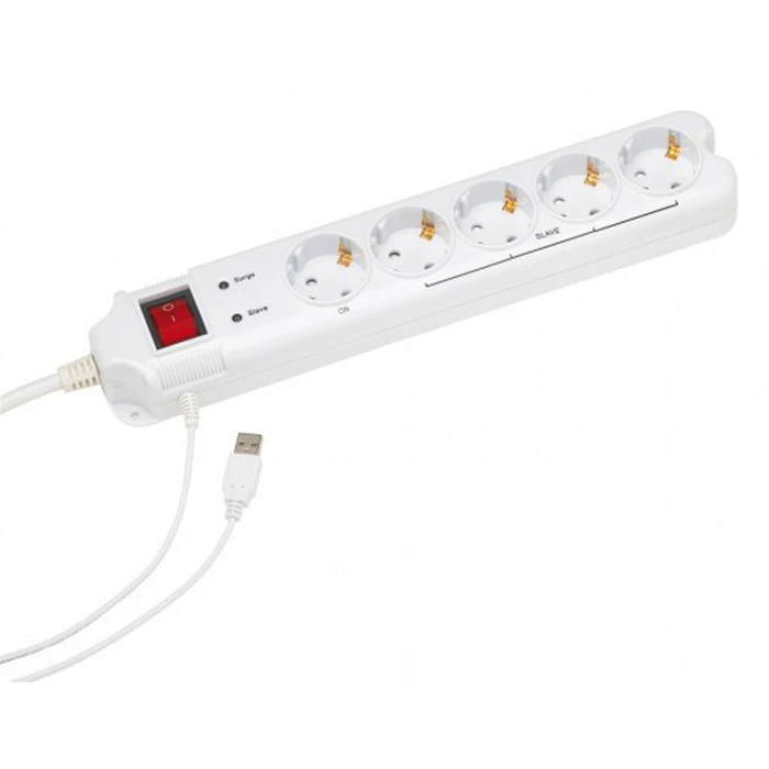 Πολύπριζο Με Διακόπτη Gembird 5 Θέσεων, Καλώδιο 1.8m Master-Slave Λευκό