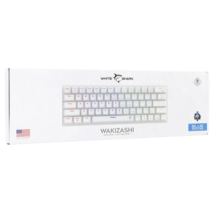 Gaming Πληκτρολόγιο White Shark Mechanical Gk-002221V2 Us Blue Switch Wakizashi-2 White