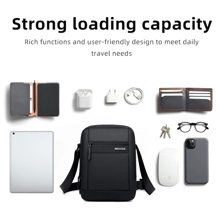 Wolf Τσάντα Ώμου Golden Gkb00732 με Θήκη Tablet, 3L, Μαύρη