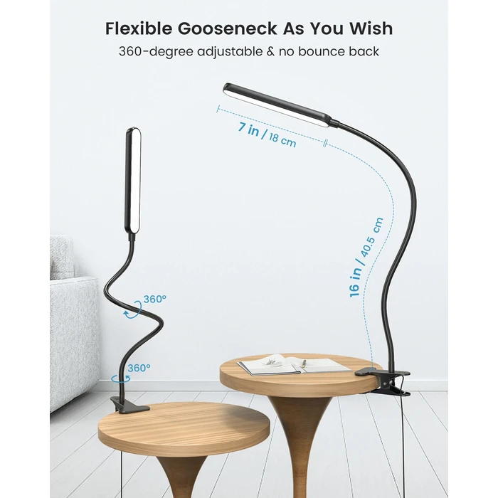 Φωτιστικό Γραφείου Glocusent GLCSNTA1901 με κλιπ, τηλεχειριστήριο, έως 220lm, Μαύρο