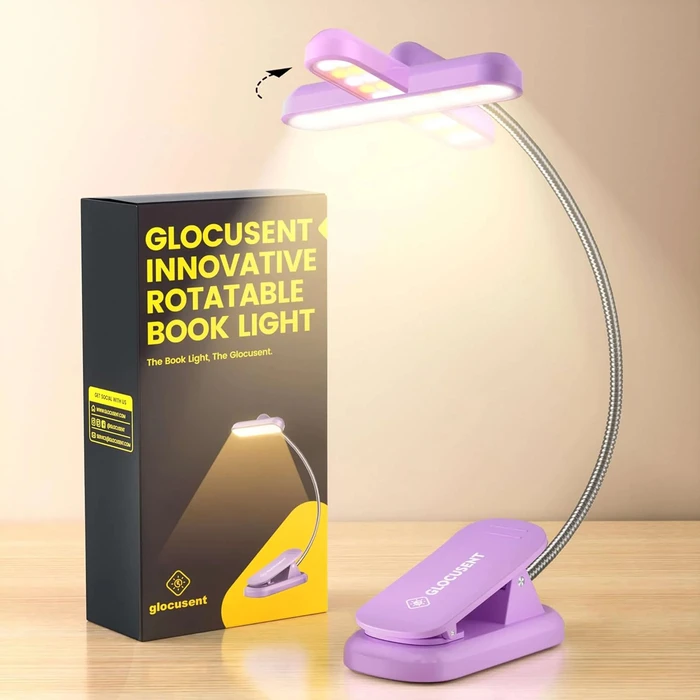 Φακός Διαβάσματος Glocusent LED GLCSNTA2402, επαναφορτιζόμενος, έως 60lm, μωβ