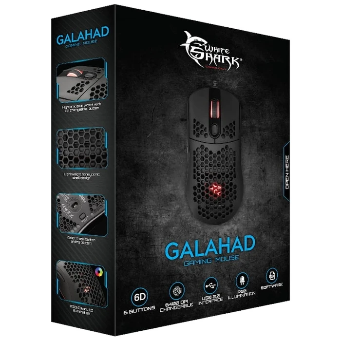Ποντίκι Gaming Ενσύρματο White Shark GM-5007B GALAHAD 6400dpi Black