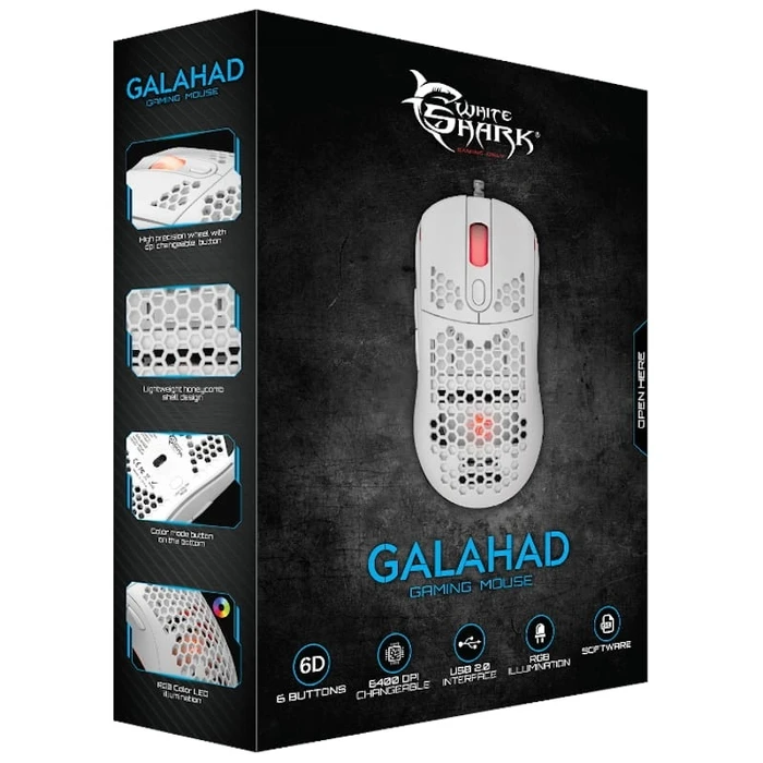 Ποντίκι Gaming Ενσύρματο White Shark GM-5007 GALAHAD 6400dpi WHITE