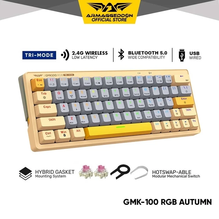 Gaming Πληκτρολόγιο Armaggeddon Trimode Mech Rgb Linear 63keys Gmk-100 Autumn
