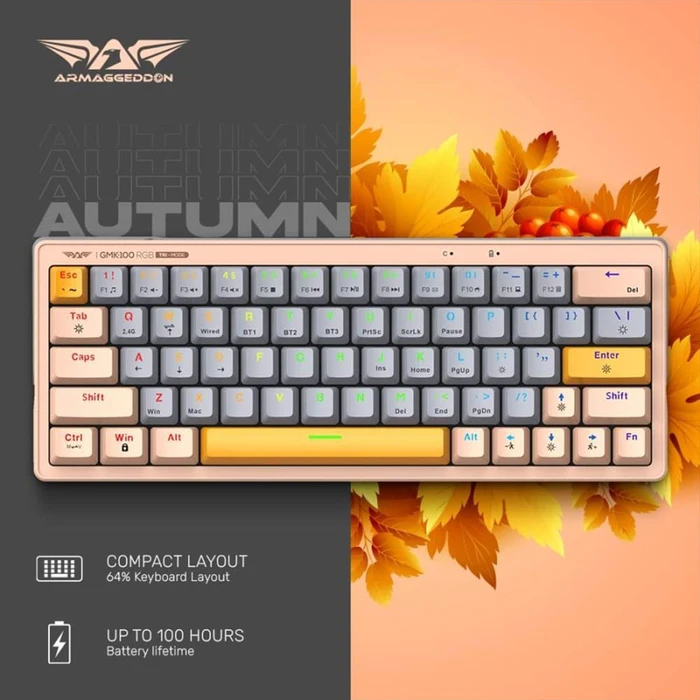 Gaming Πληκτρολόγιο Armaggeddon Trimode Mech Rgb Linear 63keys Gmk-100 Autumn