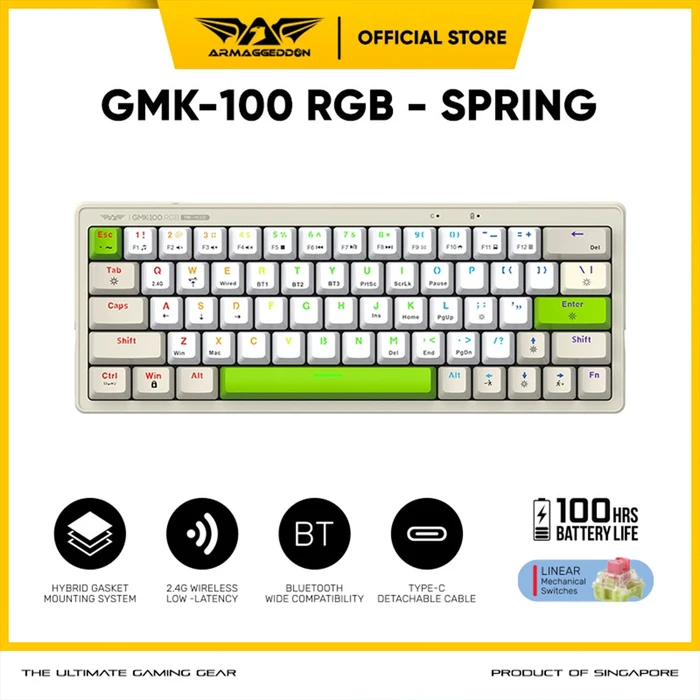Gaming Πληκτρολόγιο Armaggeddon Trimode Mech Rgb Linear 63keys Gmk-100 Spring