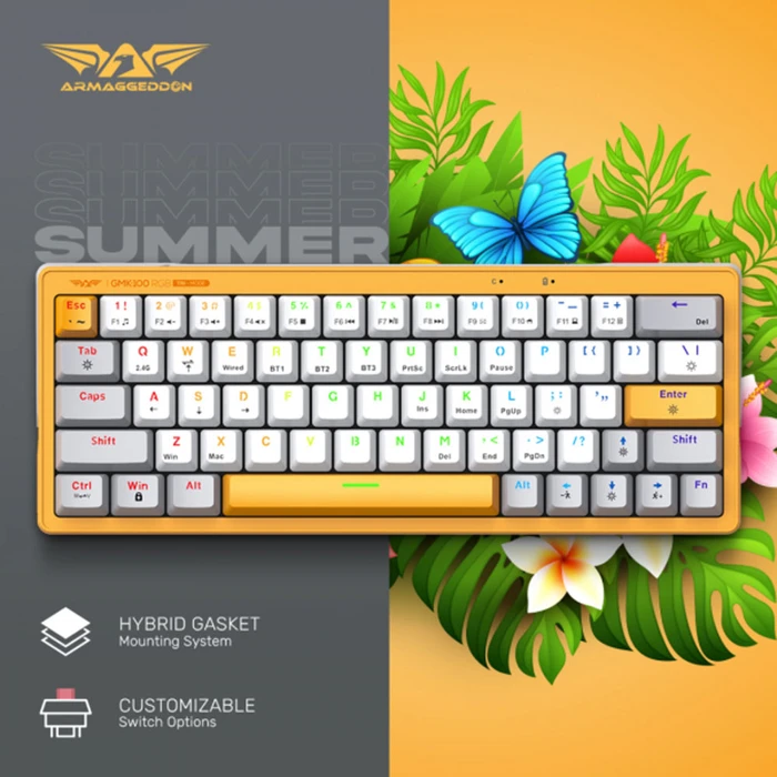 Gaming Πληκτρολόγιο Armaggeddon Trimode Mech Rgb Linear 63keys Gmk-100 Summer