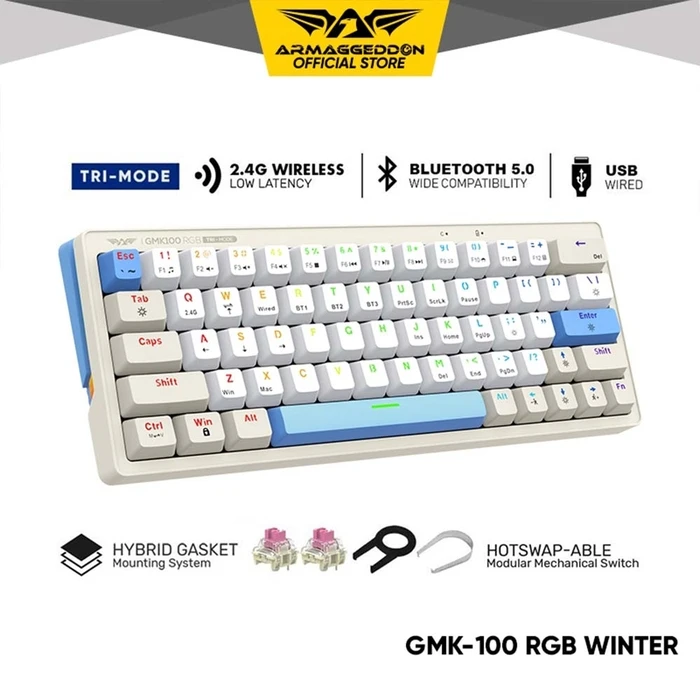 Gaming Πληκτρολόγιο Armaggeddon Trimode Mech Rgb Linear 63Keys Gmk-100 Winter