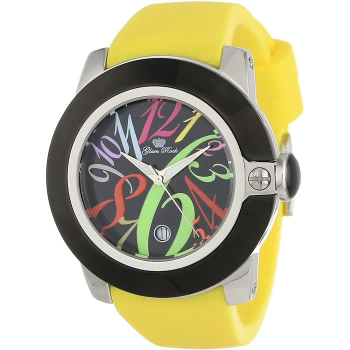 Γυναικείο Ρολόι Glam Rock Gr32036 (44mm) Μεταλλικό Μπρασελέ Κίτρινο