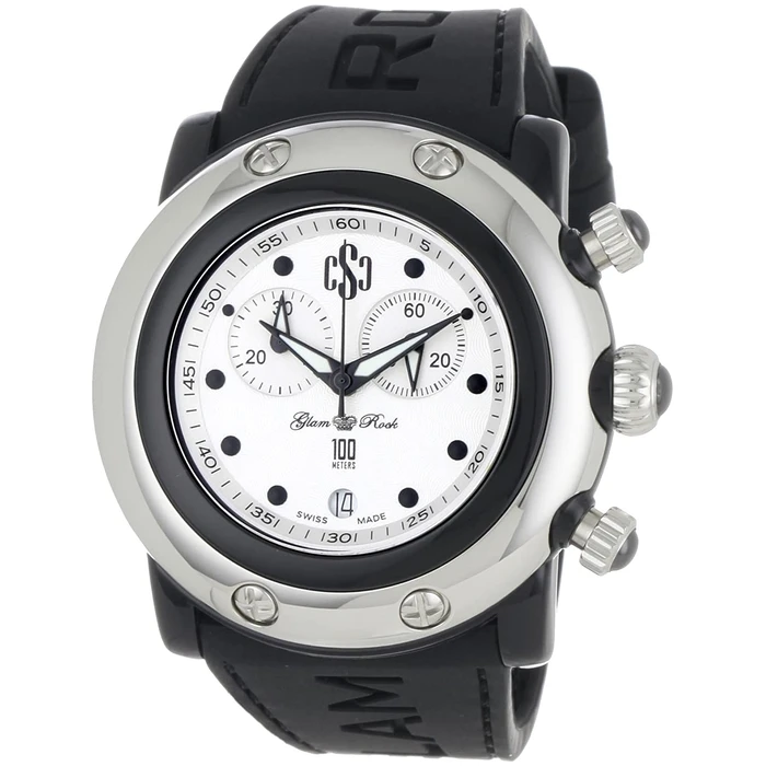 Ρολόι Unisex Glam Rock Gr62116 (46mm) Καουτσούκ Λουράκι Μαύρο