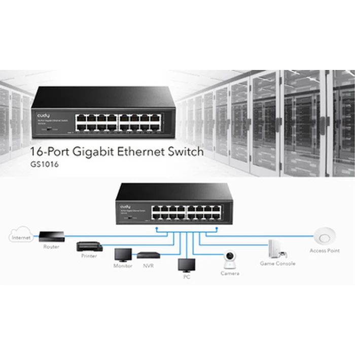 Network Switch Cudy GS1016, 16-port Gigabit, 10/100/1000Mbps