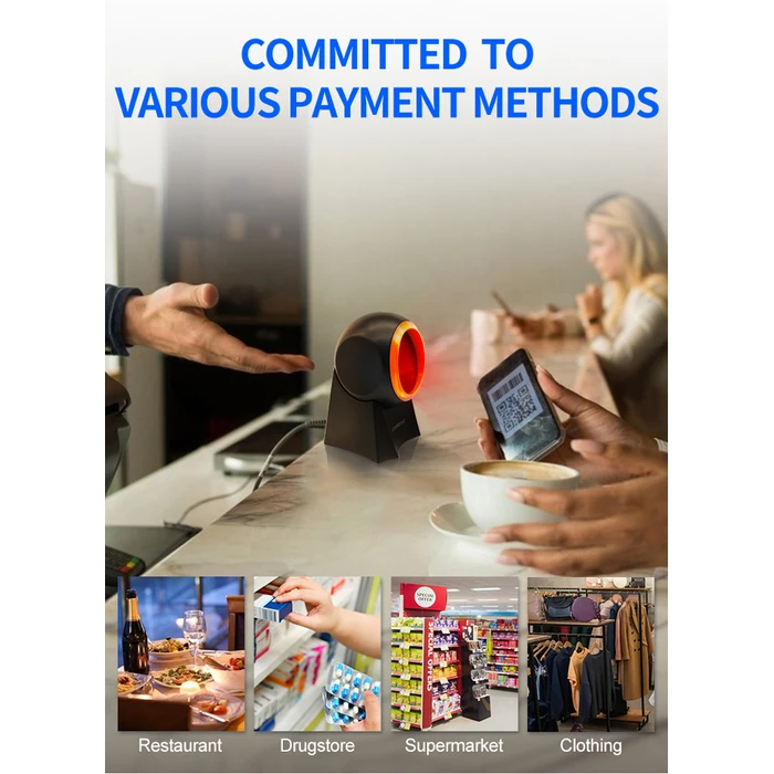 Barcode Scanner Gtcodestar Επιτραπέζιο GT-8800F, 1D & 2D, ενσύρματο, Μαύρο