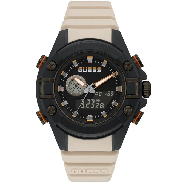 Ανδρικό Ρολόι Guess Gw0269G1 (47mm) Καουτσούκ Λουράκι Μπεζ