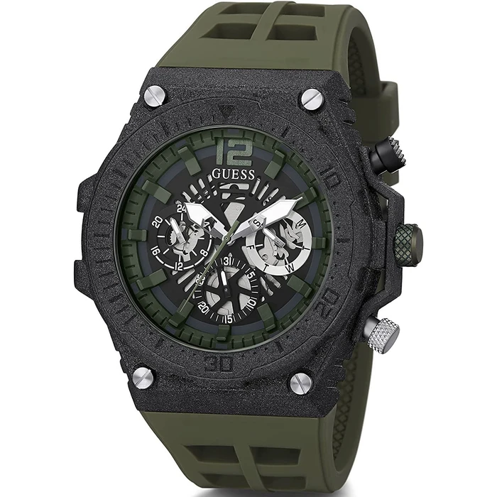 Ανδρικό Ρολόι Guess Gw0325G2 (48mm) Καουτσούκ Λουράκι Πράσινο