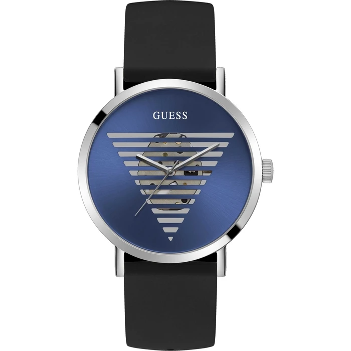 Ανδρικό Ρολόι Guess Gw0503G2 (44mm) Δερμάτινο Λουράκι Μαύρο