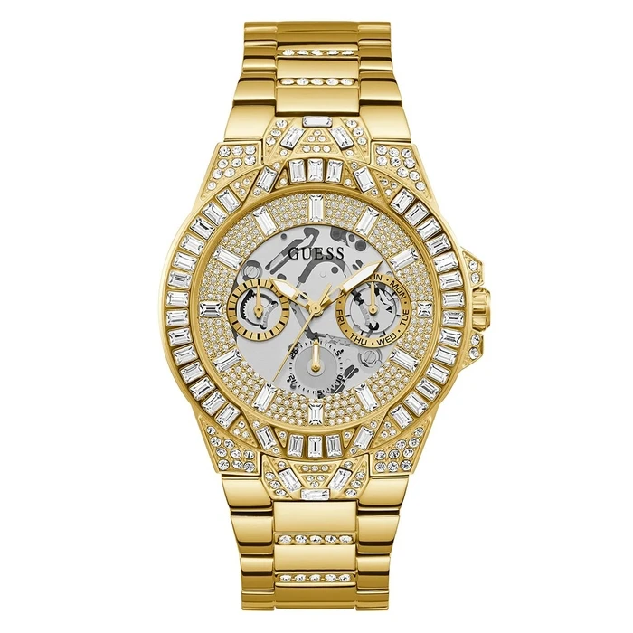 Ανδρικό Ρολόι Guess Gw0516G2 (44mm) Μεταλλικό Μπρασελέ Χρυσό