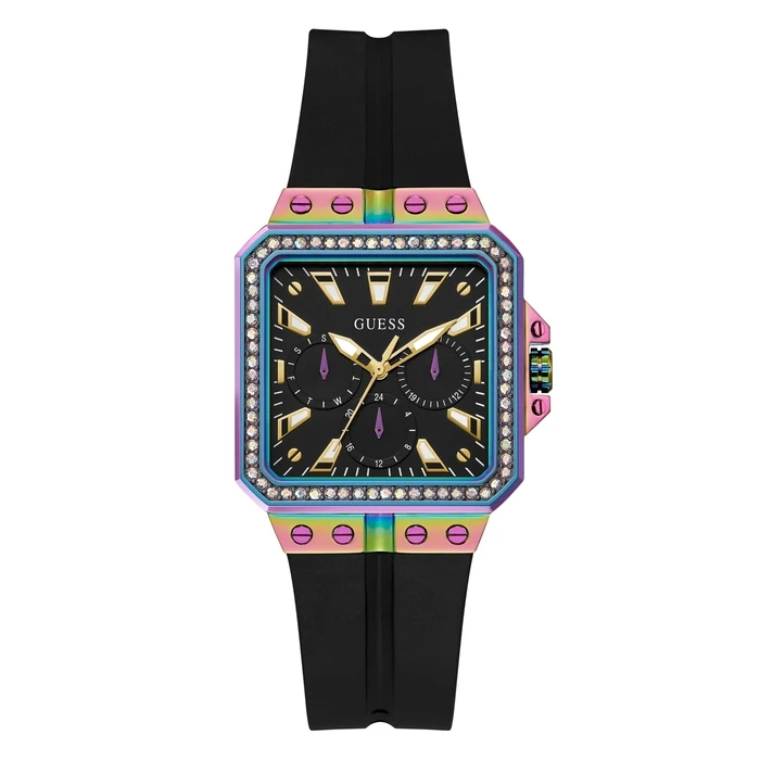 GUESS Women Watch GW0618L3 (34mm) - Black Dial, Black Silicone Strap, Stainless Steel Case