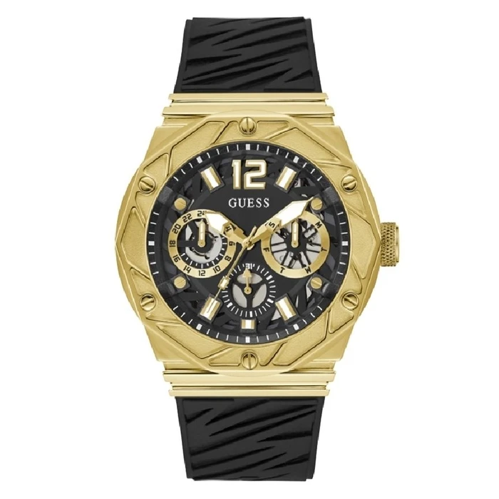 Ανδρικό Ρολόι Guess Gw0634G2 (47mm) Καουτσούκ Λουράκι Μαύρο