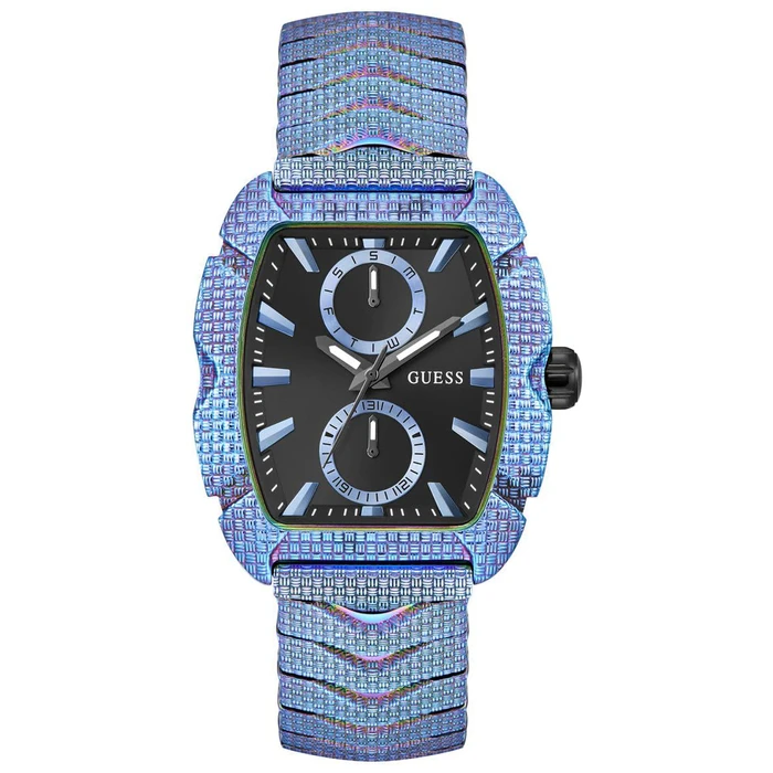 GUESS Men's Watch GW0885G2 (39MM) - Blue Stainless Steel Bracelet, Black Dial