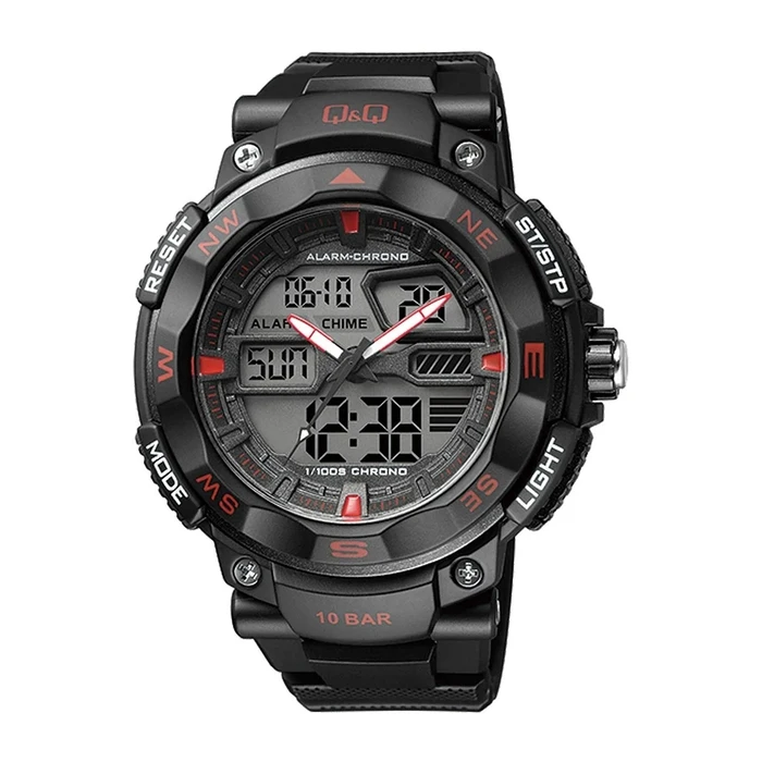Q&Q Men's Analogue/Digital Quartz Watch GW85J002Y (53 mm) - Black Resin Case & Strap