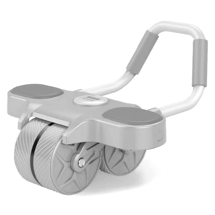 Ρόδα Κοιλιακών Gym-0026 με Ματ & Χρονόμετρο, Αντιολισθητικές Λαβές, Γκρι