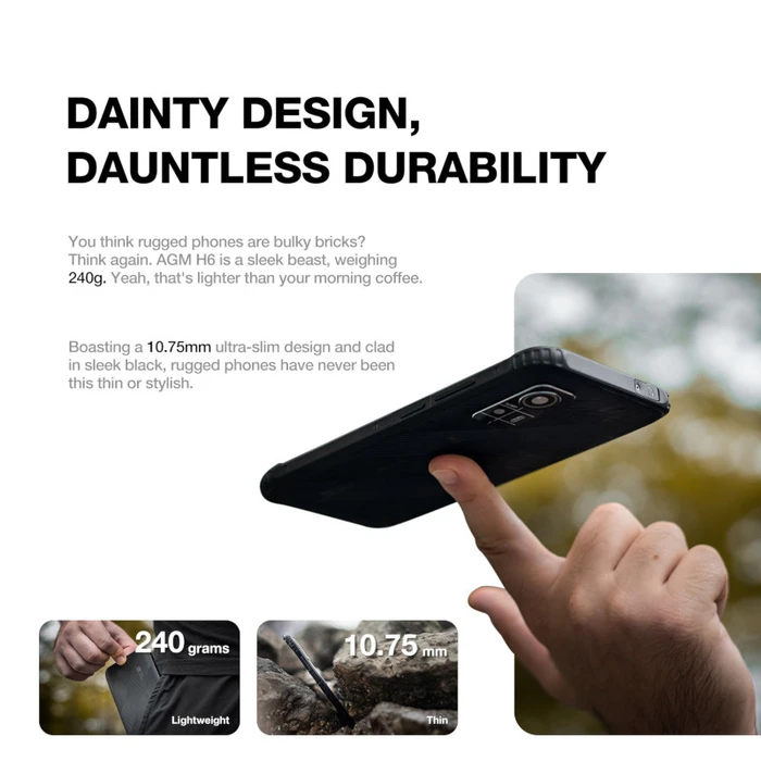 AGM H6 LITE Black Rugged Waterproof Smartphone 6.56" (8GB/128GB) Dual SIM NFC, MIL-STD-810H