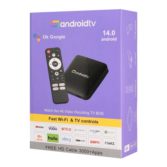 H96 MAX TV Box S905L3 4K 2GB RAM 16GB ROM Android 14 WiFi Bluetooth